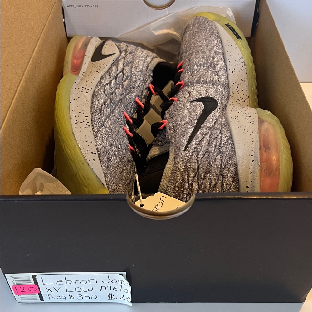 Nike LeBron James XV Low Athletic Shoes - Gray and Green